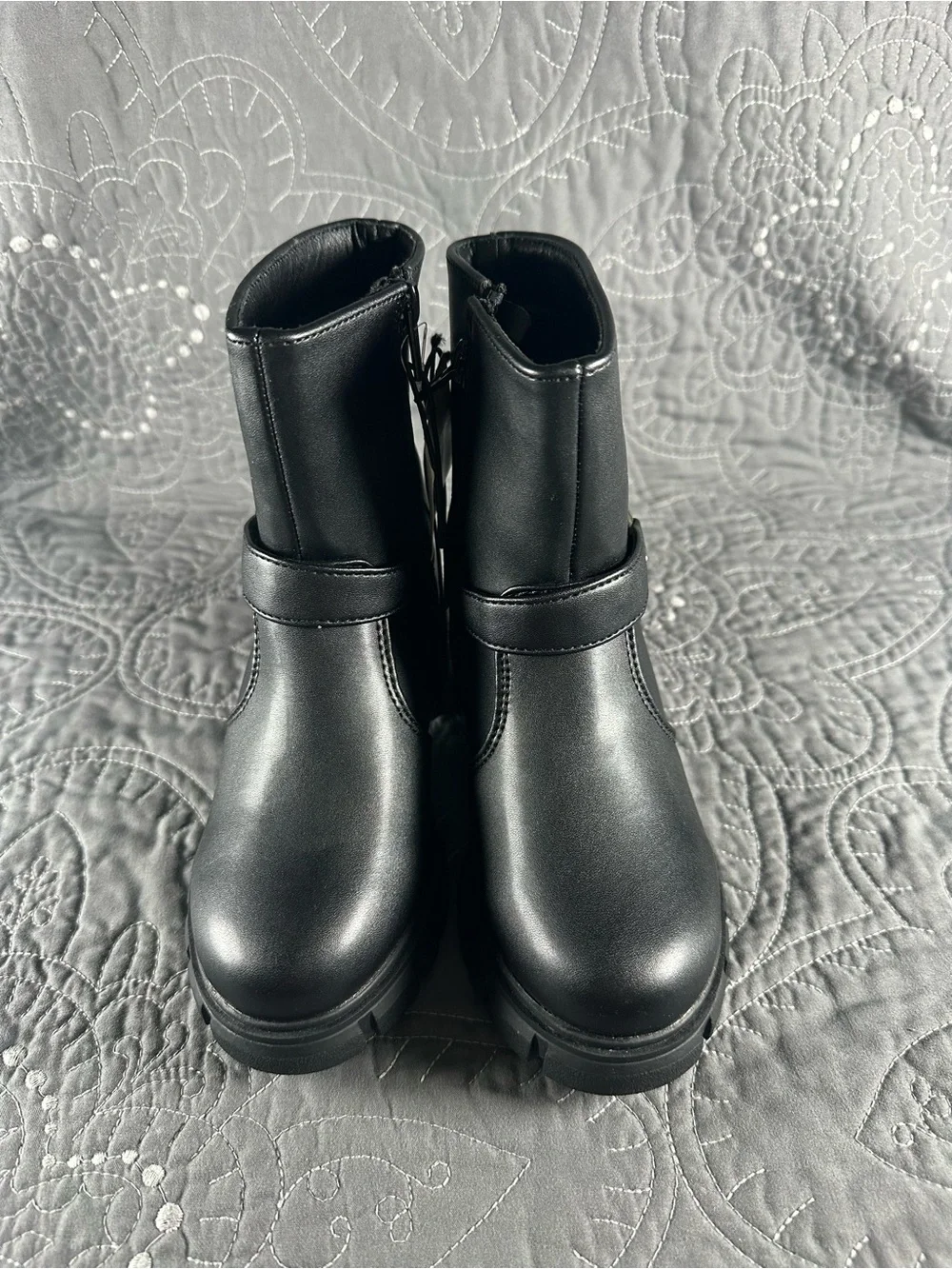 Thereabouts Little Girls Black Zuri Chunky Heel Motorcycle Boots NWT Size 13